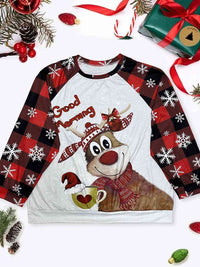 Thumbnail for Plus Size Reindeer Graphic Plaid Long Sleeve T-Shirt - T - 1 XL THRU 4XL ONLY -