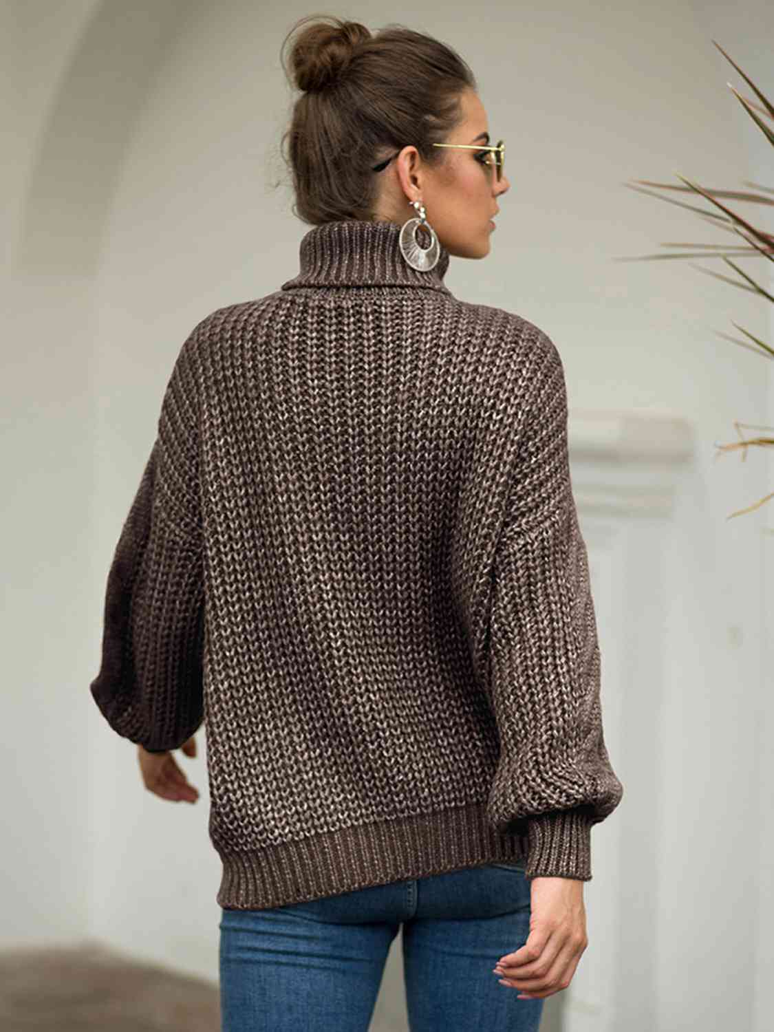 Turtleneck Cable-Knit Dropped Shoulder Sweater - T - 5 COLORS -