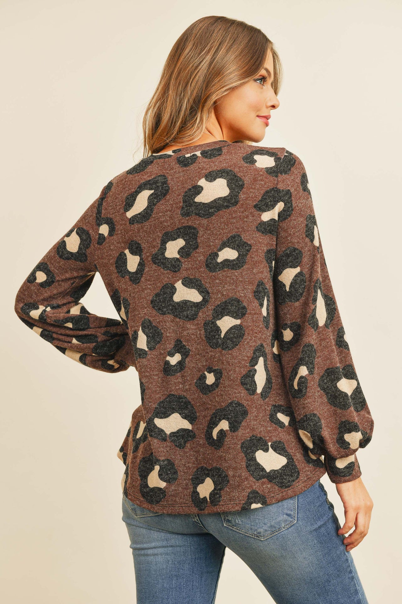 Riah Fashion - Puff Sleeved Leopard Print Top - 4 COLORS -