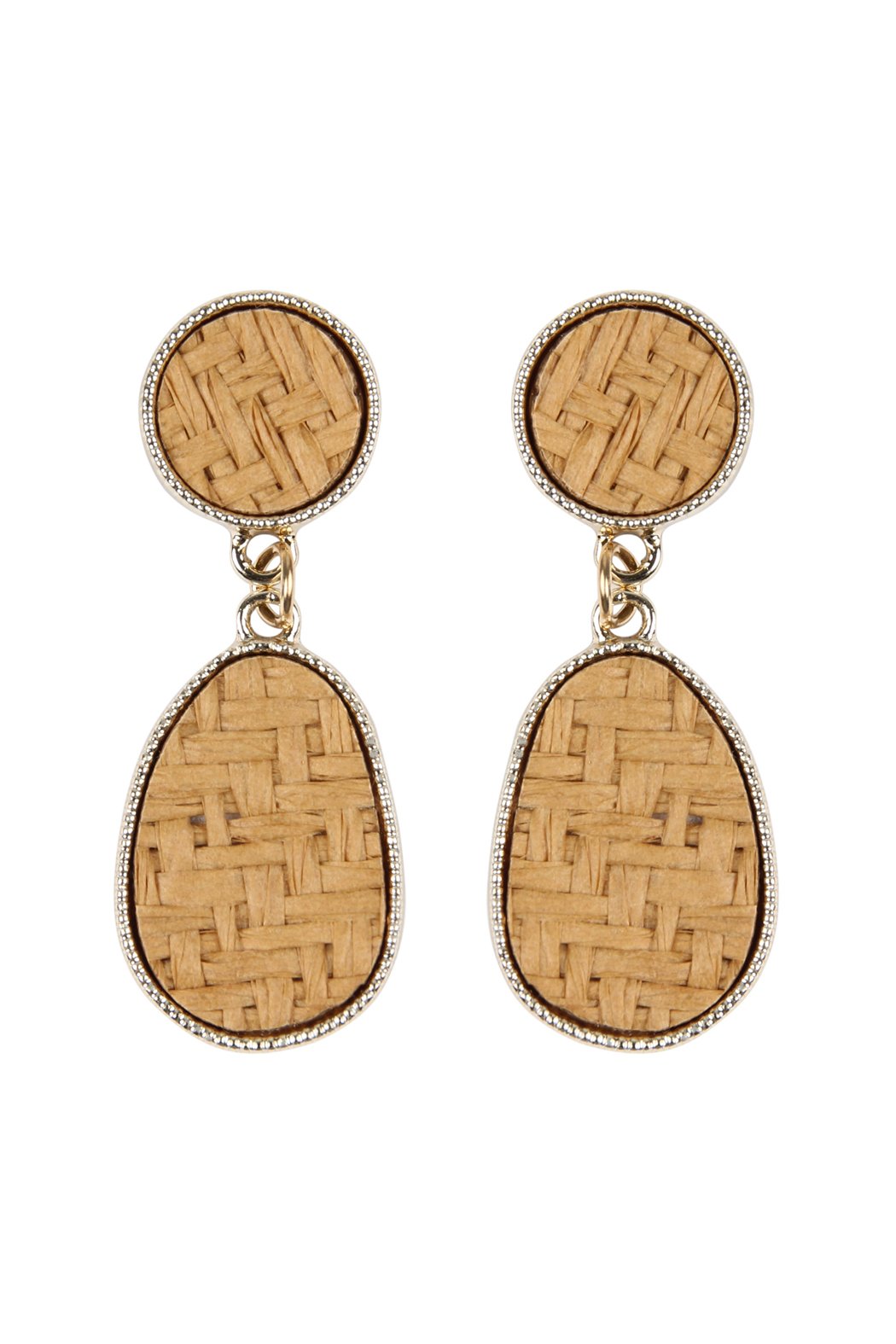 Woven Straw Dangle Drop Earrings - 3 COLORS -