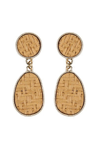 Thumbnail for Woven Straw Dangle Drop Earrings - 3 COLORS -