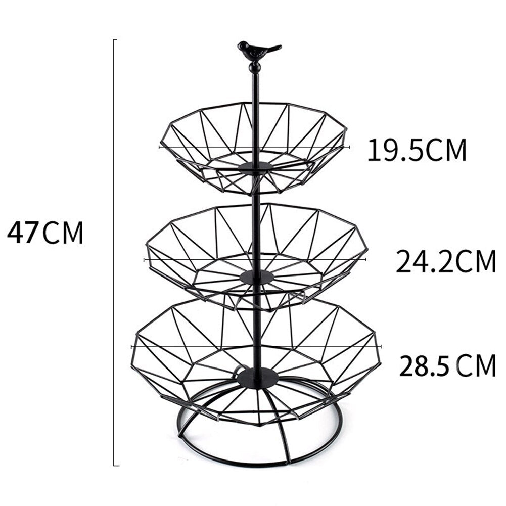 Iron Fruit Basket Stand - 3 Tier Fruit Trays - Cake Trays - Dessert / Snacks Trays - Vegetables - Snacks Storage Tray Stand - [28 DAY DELIVERY] - 11 COLORS/SHAPES/DESIGNS - CHECK 'EM OUT! -