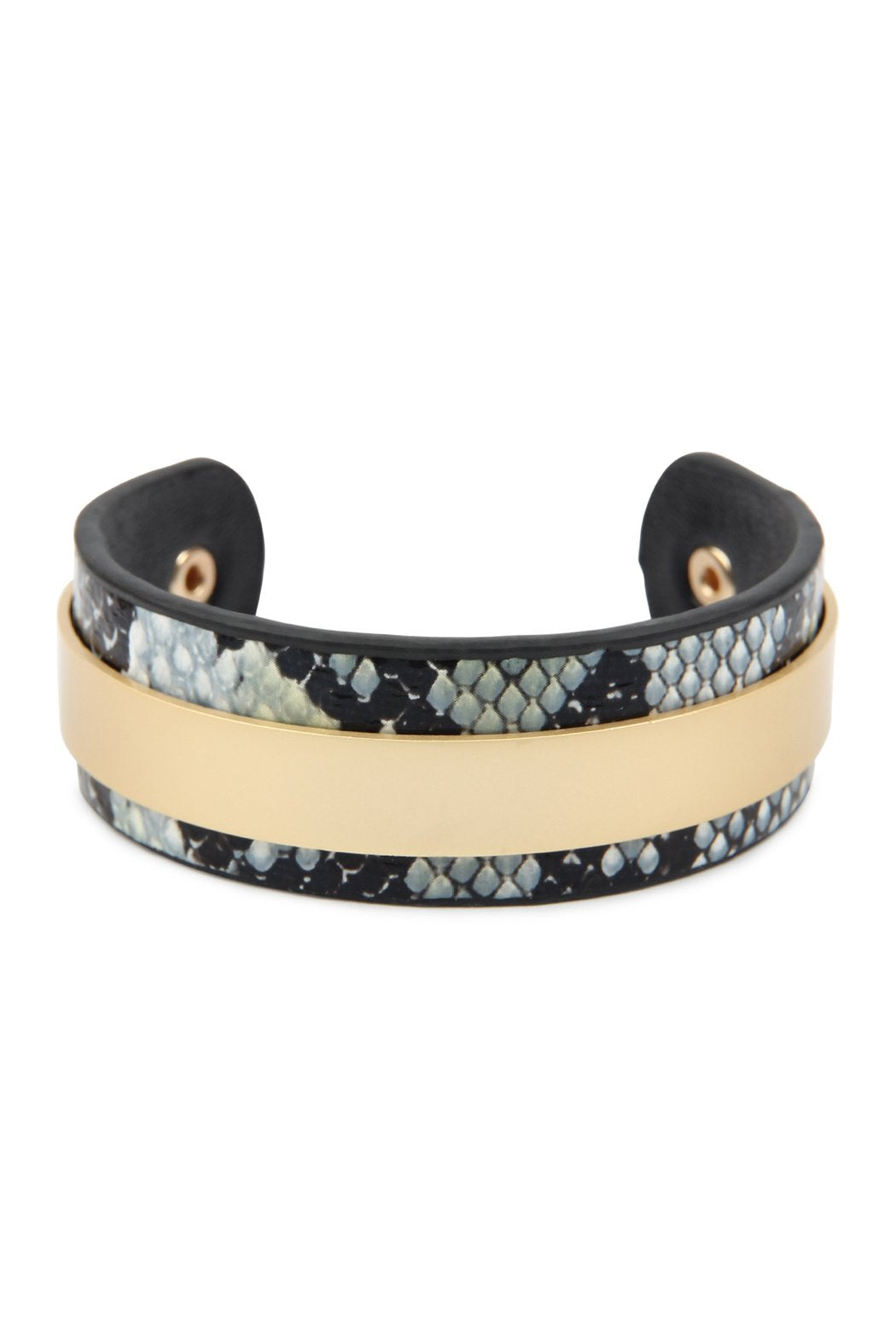 Snake Skin Leather Cuff Bracelet - 4 COLORS -