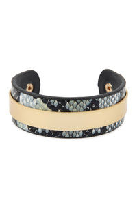 Thumbnail for Snake Skin Leather Cuff Bracelet - 4 COLORS -