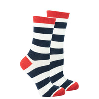 Thumbnail for Women's Navy-White Stripes Socks - 1 COLOR -