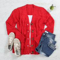 Thumbnail for Riah Fashion - Cable Sweater With Pockets - 9 COLORS -