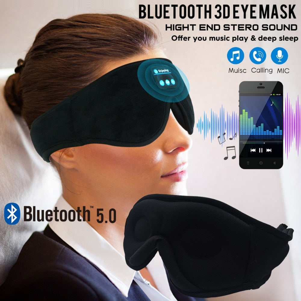 Bluetooth 5.0 Wireless Stereo Earphone - 3D Sleep Mask / Headband Sleep Soft Earphones - Sleeping Eye Mask Music Headset - [23 DAY DELIVERY] -