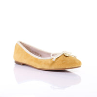 Thumbnail for Bow Suede Ballerina (Mustard)