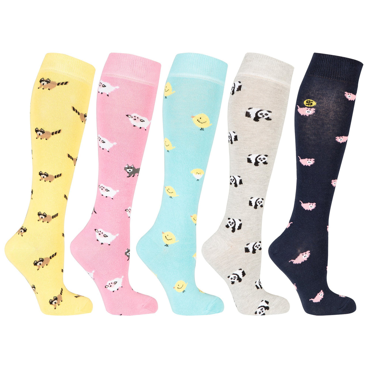 Women's Cute Animals Knee High Socks Set - 5 PACK -