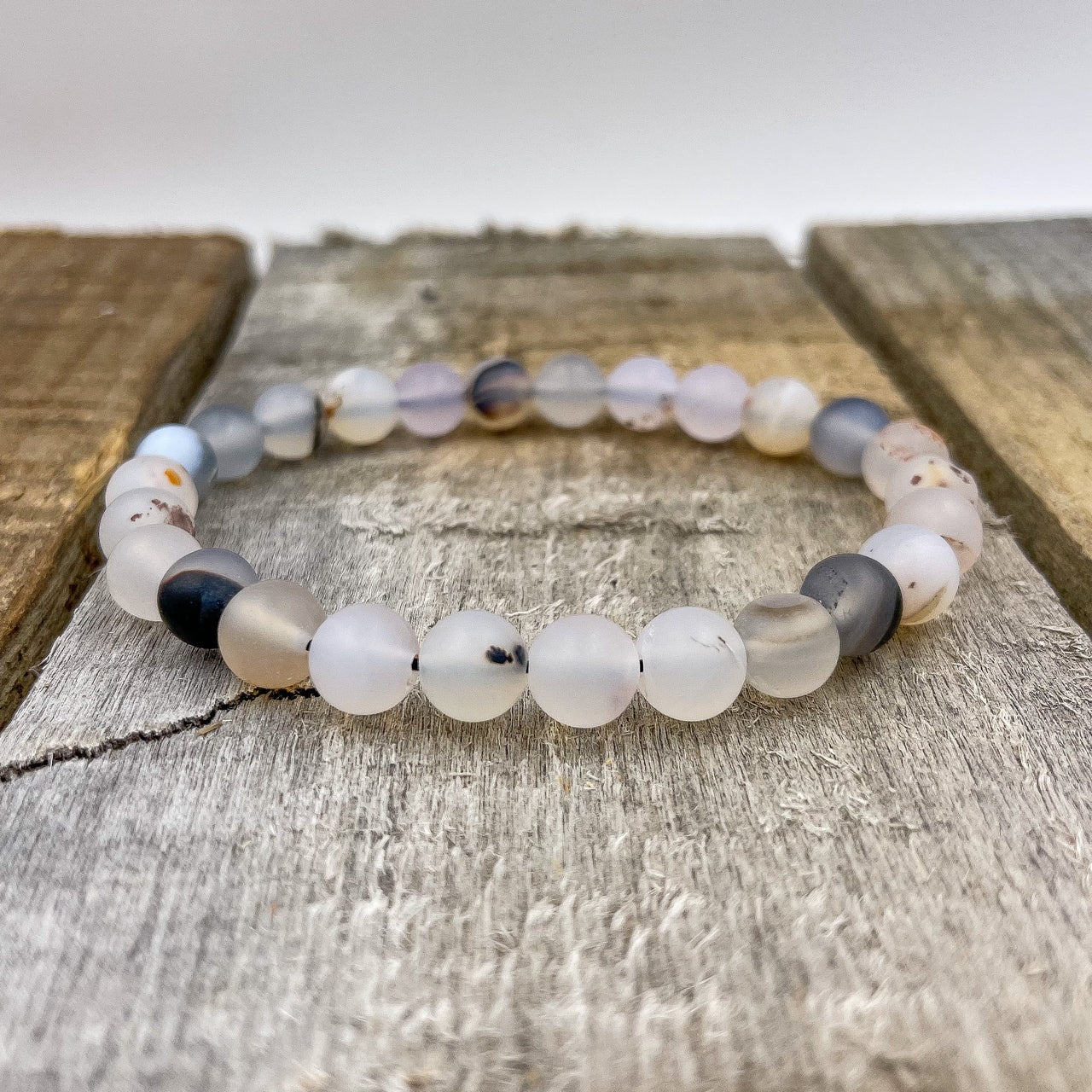 Union - Milky White Agate Gemstone Beaded Bracelet -