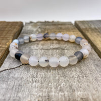 Thumbnail for Union - Milky White Agate Gemstone Beaded Bracelet -