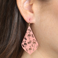 Thumbnail for Metal Filigree Flamingo Drop Earrings - 3 COLORS -