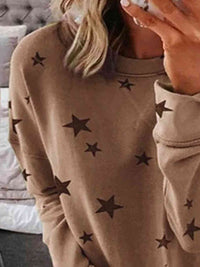 Thumbnail for Star Round Neck Dropped Shoulder Sweatshirt - T - 5 COLORS -