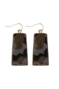 Thumbnail for Riah Fashion - Camouflage Leather Printed Bar Dangling Fish Hook Earrings - 2 CAMO COLORS -