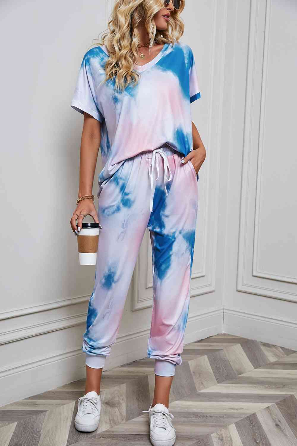 Tie-Dye Top and Pants Set - 2 PCS. - T - 5 TIE DYE COLORS -