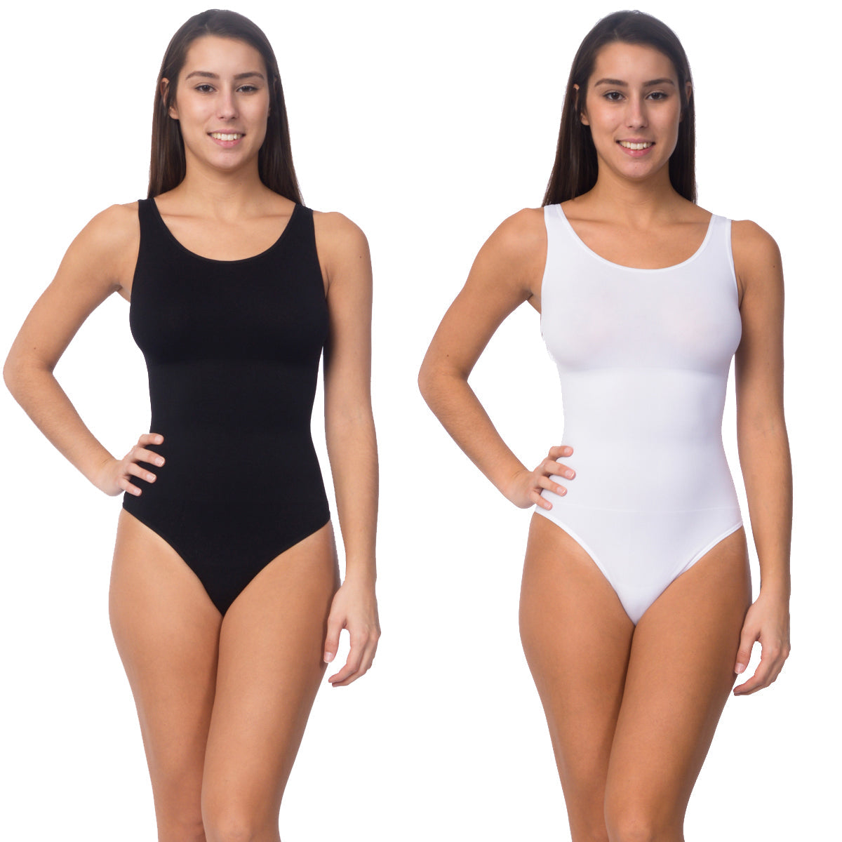 Seamless Shaping Bodysuit With Thong Bottom 2 Pack - 2 PCS. -