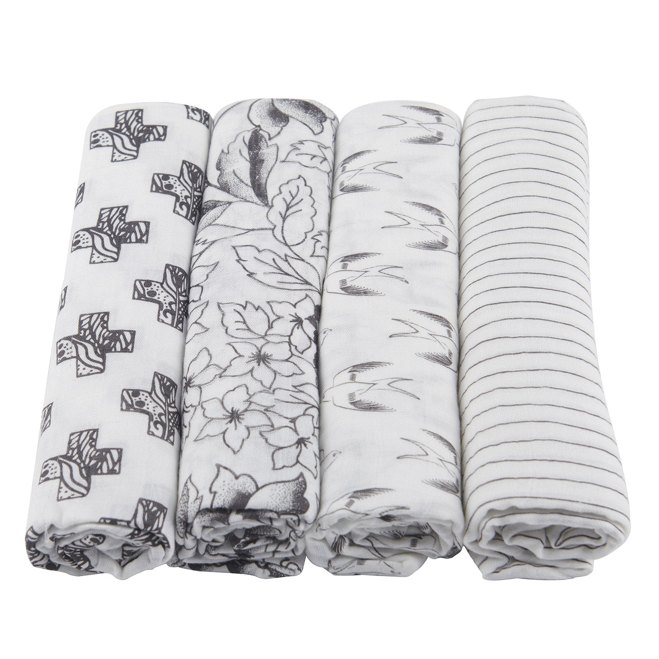 Newcastle - Monochrome Bamboo Muslin Swaddle 4PK -