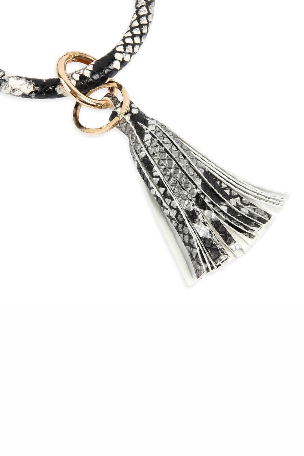 Snake Skin Printed Tassel Key Ring Bracelet - 7 COLORS -