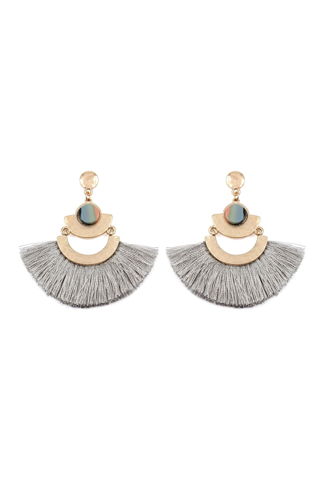 Dangling Tassel Fan Drop Earrings - 6 COLORS -