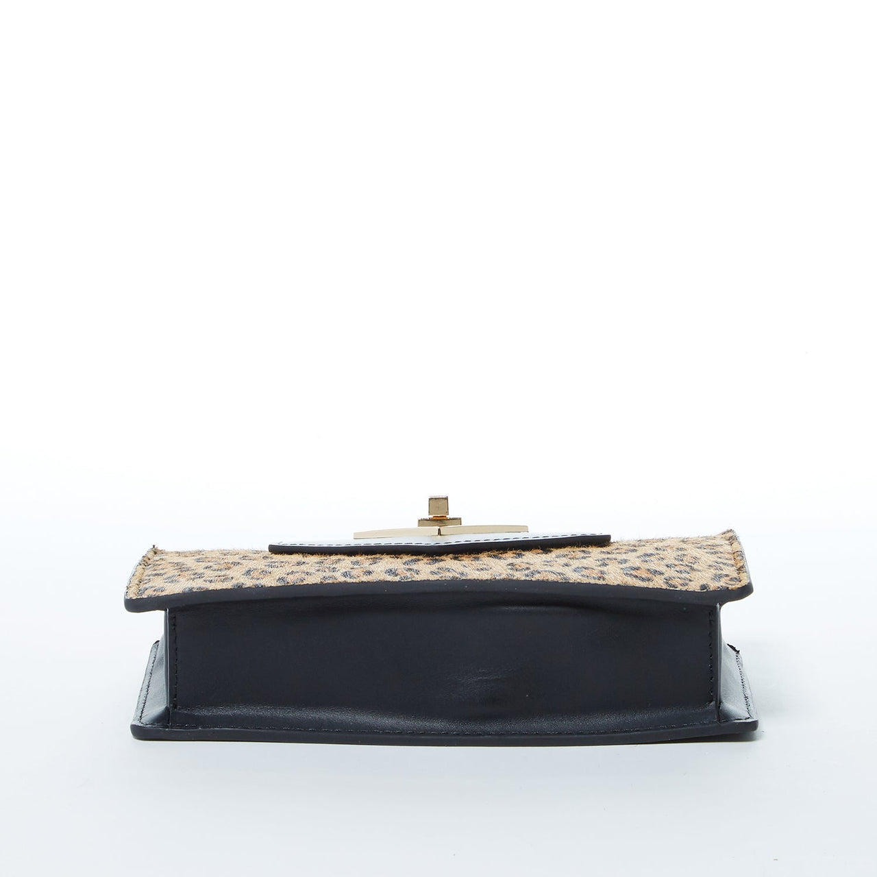 Mary Mini Crossbody Bag Black Leopard Leather Wristlet -