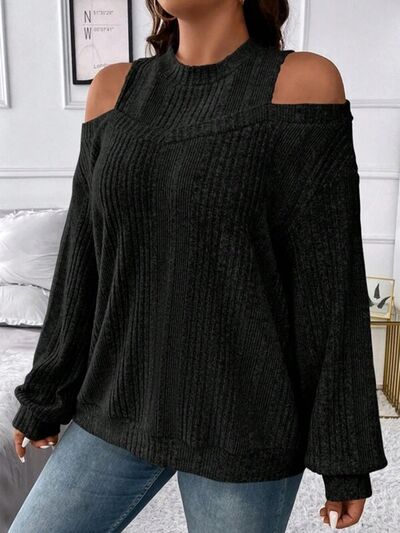 Round Neck Cold Shoulder Sweater - T - 4 COLORS -