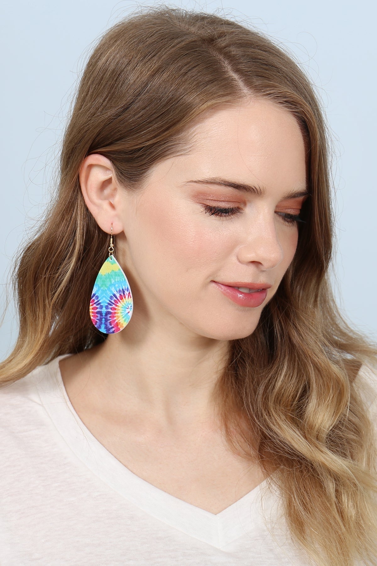 Multicolor Abstract Leather Printed Teardrop Hook Earrings - 4 COLORS -