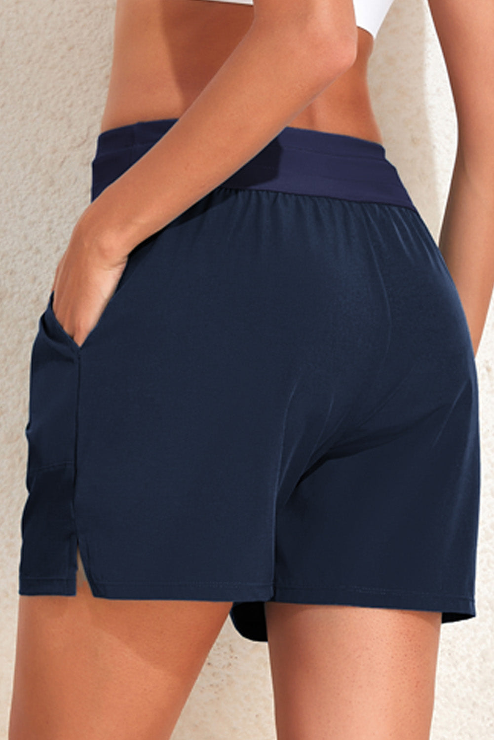 Drawstring Swim Shorts with Pockets - T - 3 COLORS -