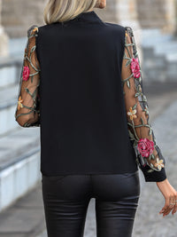 Thumbnail for Printed Tie Neck Long Sleeve Blouse - T - 1 COLOR -