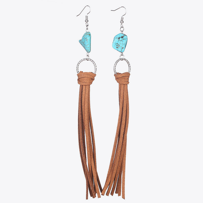 Turquoise Fringe Detail Earrings - T - 3 COLORS -