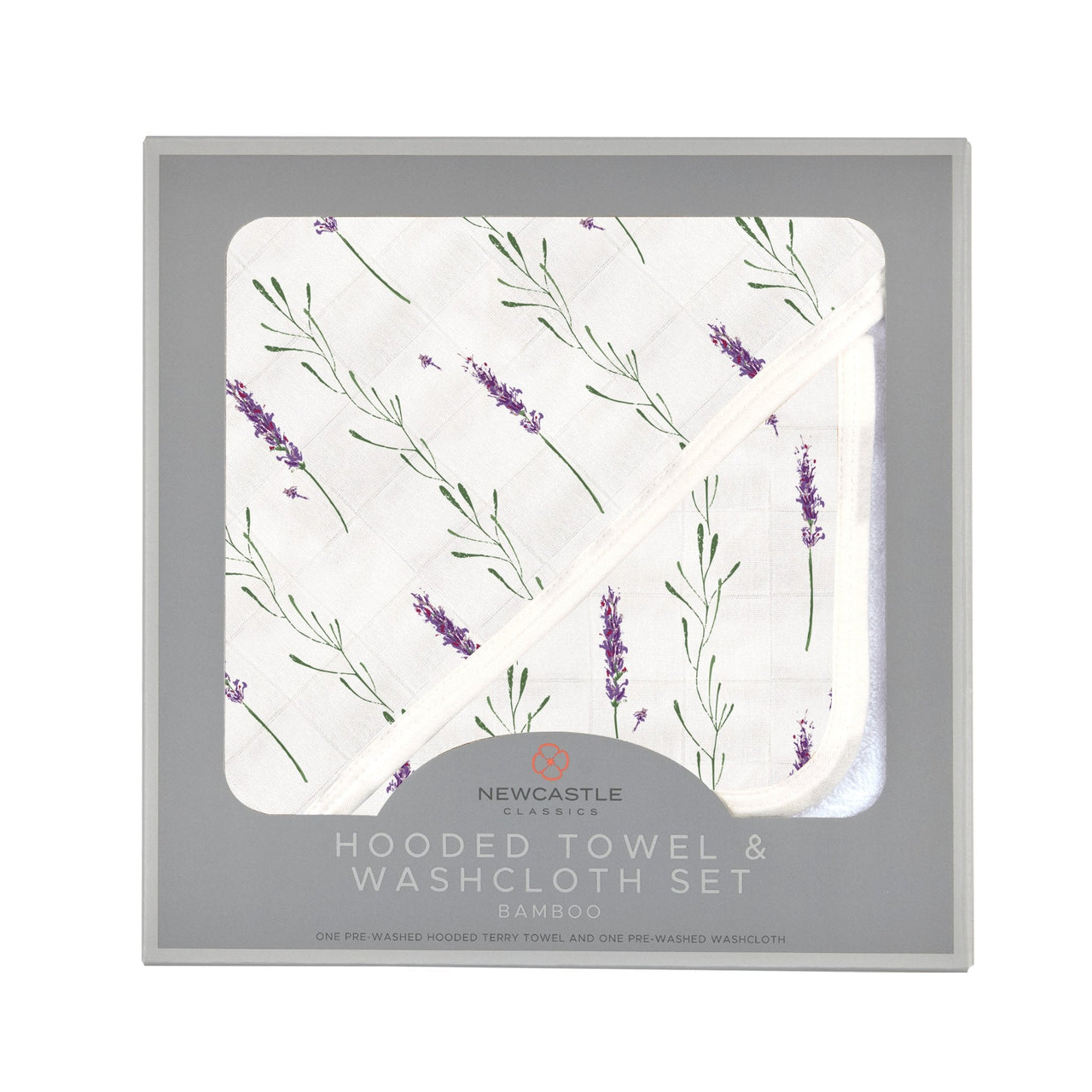 Lavender Stems Bamboo Hooded Towel and Washcloth Set - 1 COLOR -