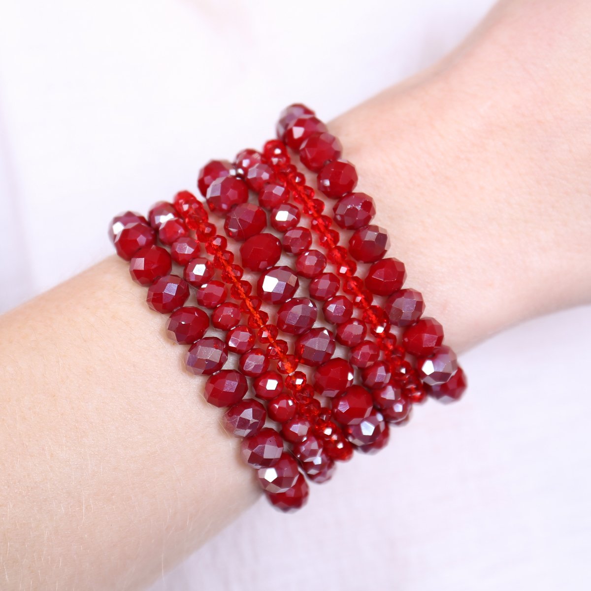 Seven Lines Glass Beads Stretch Bracelet - 22 COLORS