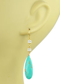 Thumbnail for Gena Myint - White Topaz With Turquoise Drop Earrings -