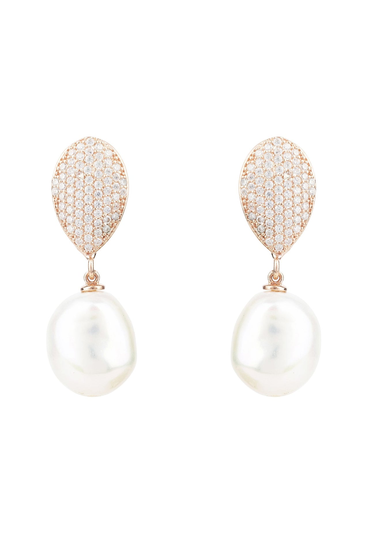 LATELITA - Baroque Pearl Classic Drop Earrings - Rosegold -