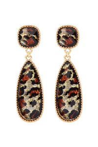 Thumbnail for Glitter Leopard Post Dangle Drop Earrings - 4 COLORS -