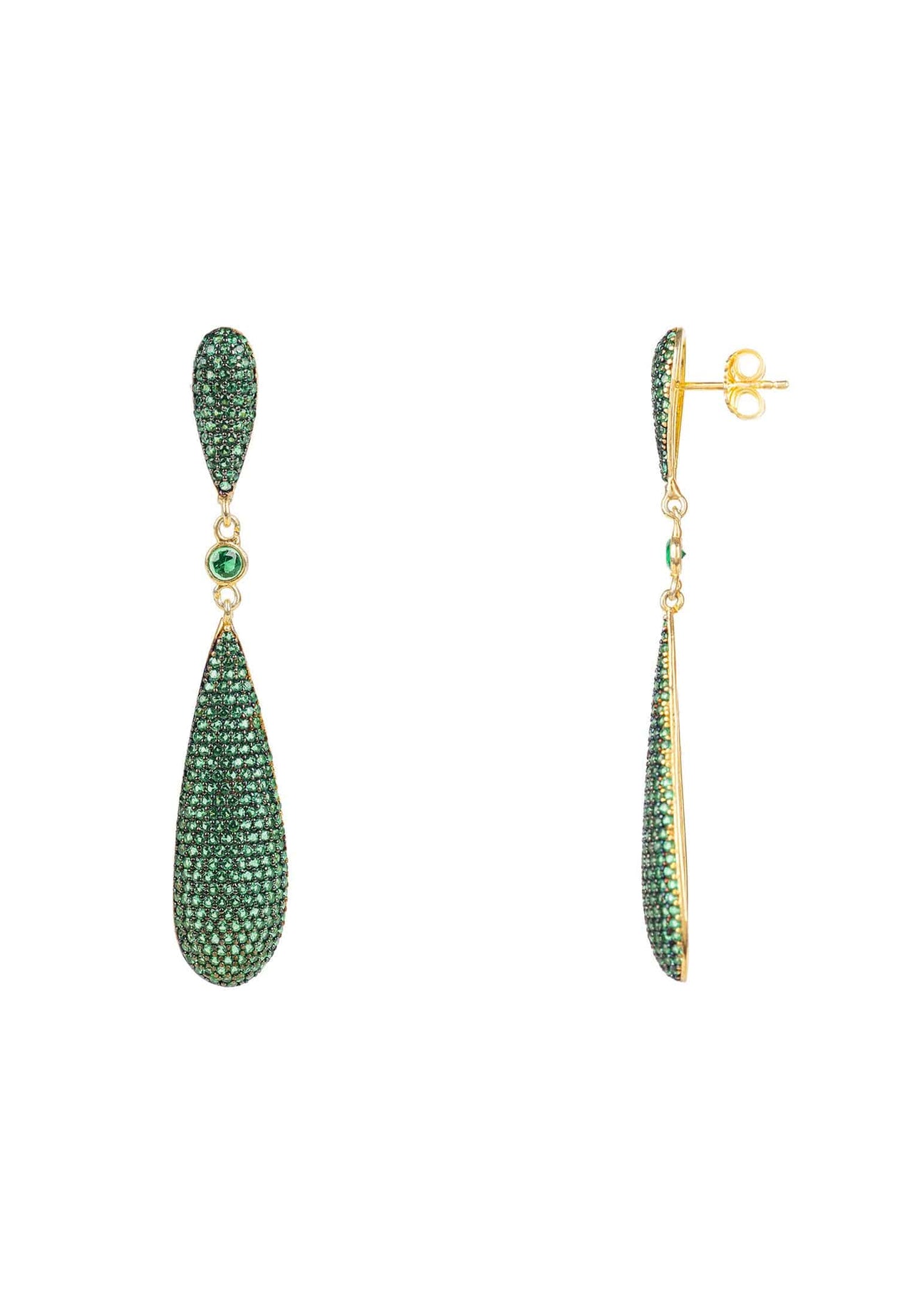 LATELITA -  Long Drop Earrings Emerald Green Cz -