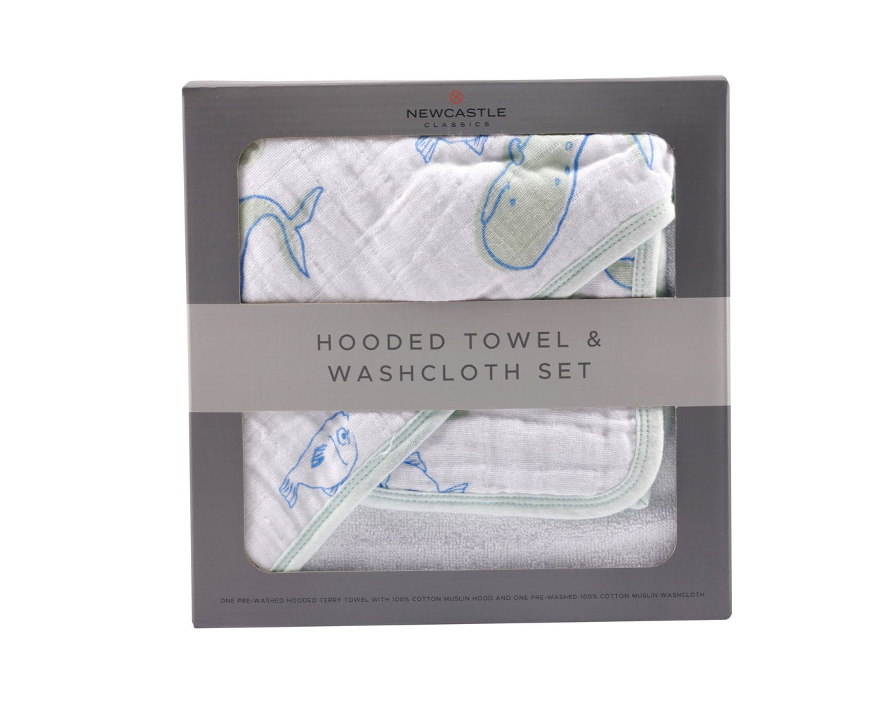 Newcastle - Whale Hooded Towel and Washcloth Set -