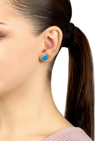 Thumbnail for LATELITA - Feeling Crabby Turquoise Enamel Stud Earrings Gold -