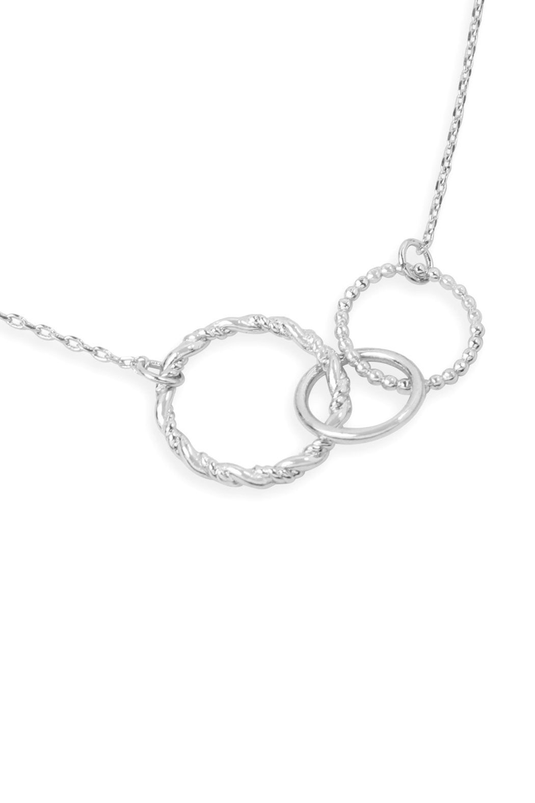 Brass Three Ring Link Necklace - 2 FINISHES -