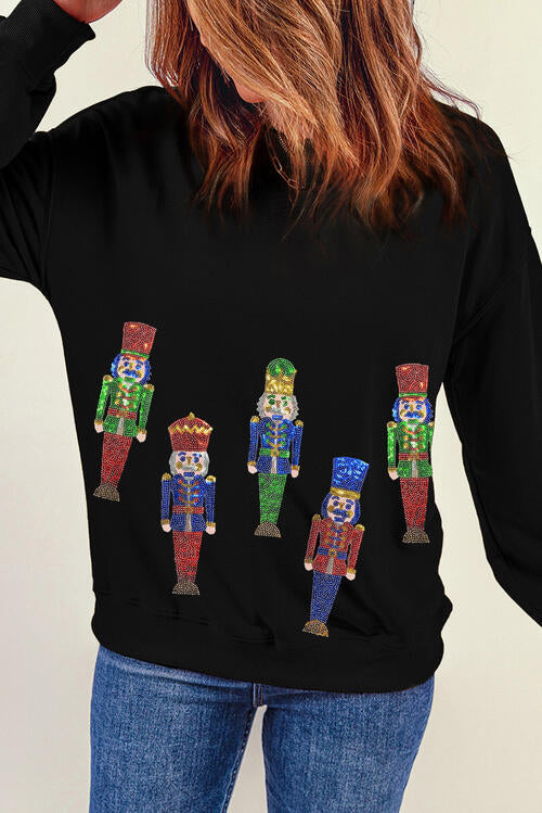 Nutcracker Sequin Long Sleeve Sweatshirt - T - 1 COLOR -