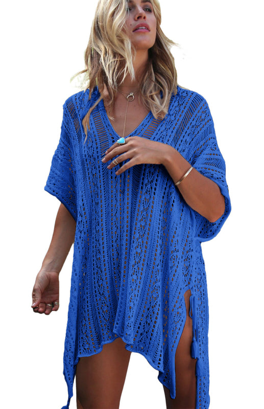 Crochet Knitted Tassel Tie Kimono Beachwear - K - 1 SIZE FITS ALL - 5 COLORS -