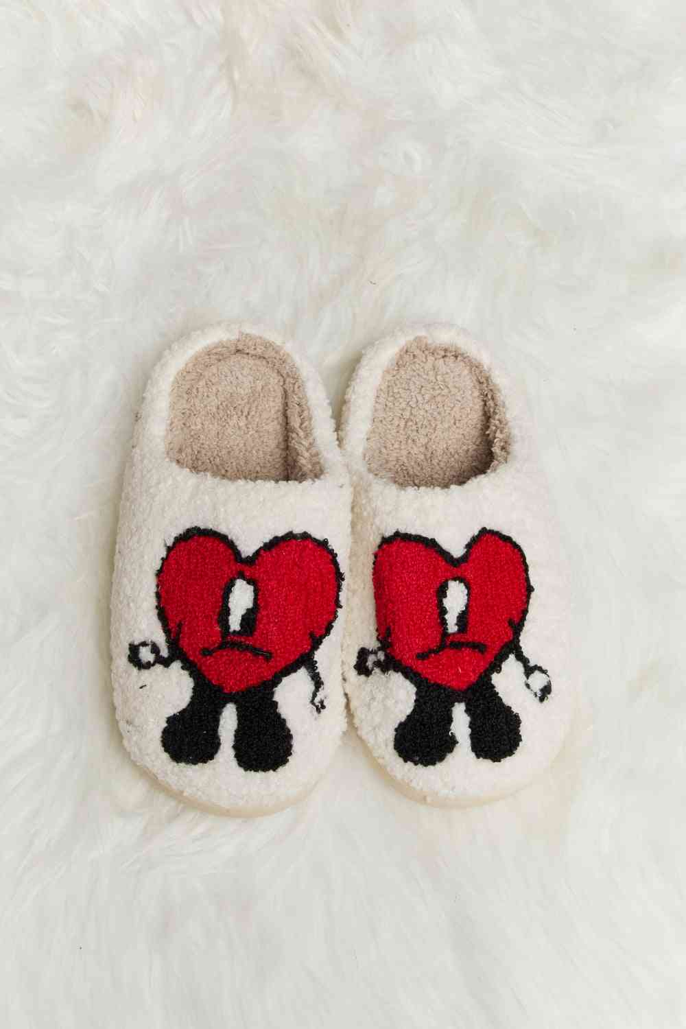 Melody Love Heart Print Plush Slippers - T - 2 COLORS -