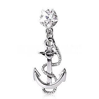 Surgical Steel Anchor and Rope Top Down Navel Ring -