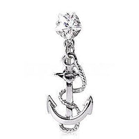 Thumbnail for Surgical Steel Anchor and Rope Top Down Navel Ring -