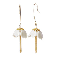 Thumbnail for Porcelain Snowdrop Flower Tassel Earrings -