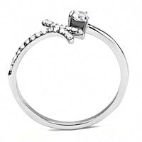 Thumbnail for DA145 High Polished (No Plating) Stainless Steel Ring With AAA Grade CZ in Clear -