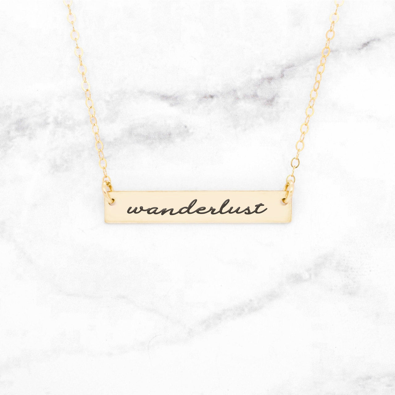 Wanderlust - Gold Quote Bar Necklace -