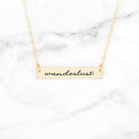 Thumbnail for Wanderlust - Gold Quote Bar Necklace -