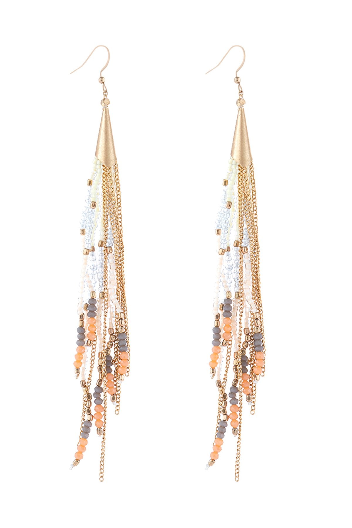 Riah Fashion - Mixed Beads Tassel Earrings - 4 COLORS -