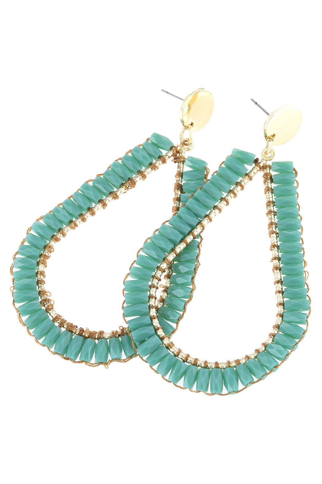 Riah Fashion - Glass Beaded Teardrop Earrings - 5 COLORS