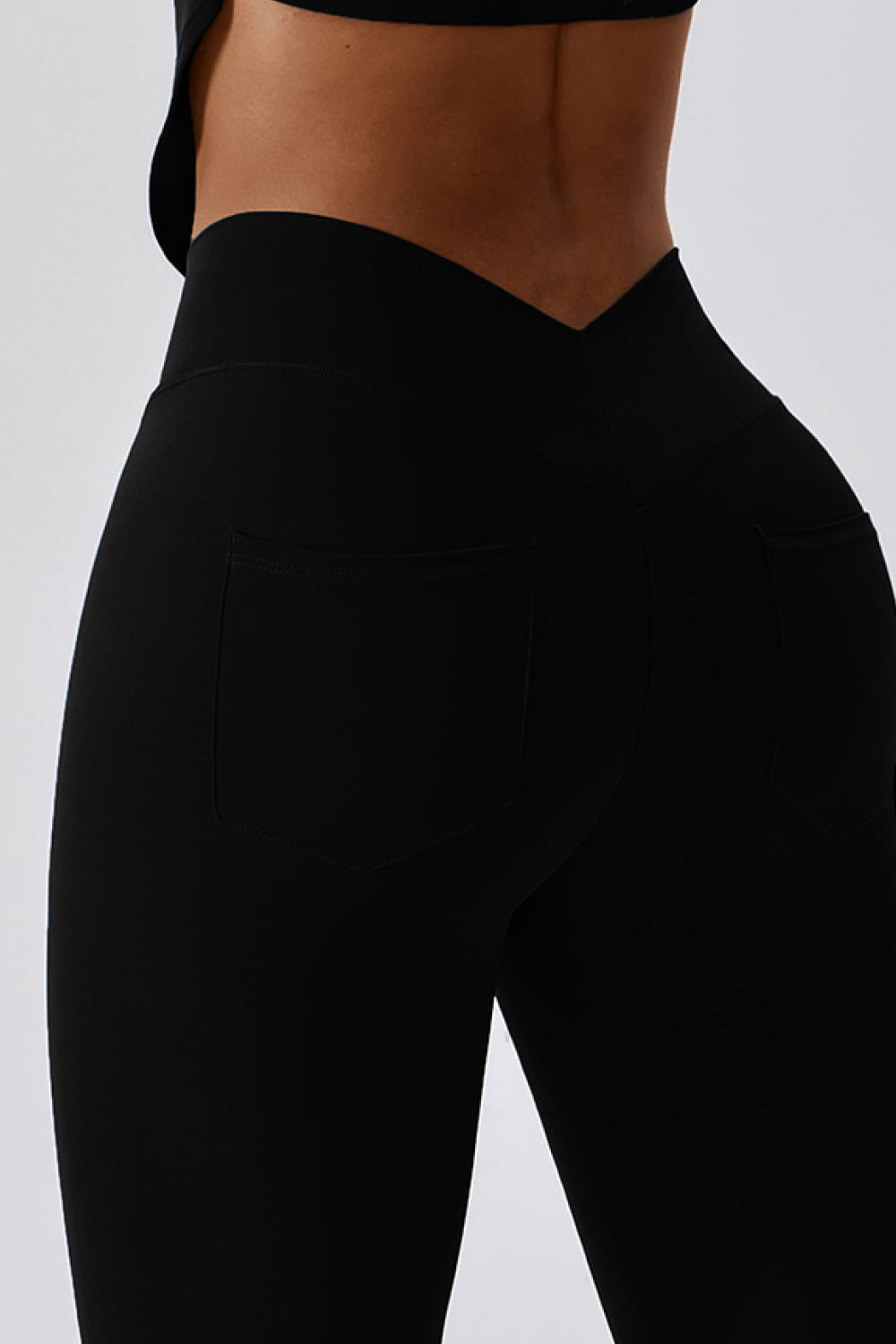 Wide Waistband Slim Fit Back Pocket Sports Leggings - T - 5 COLORS -